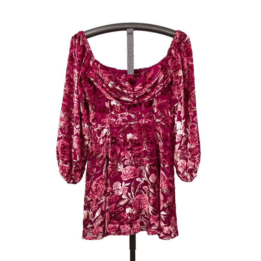Showpo Jessell Mini Corset Dress Dark Fuscia Pink US SZ 6 Floral Burnout Velvet